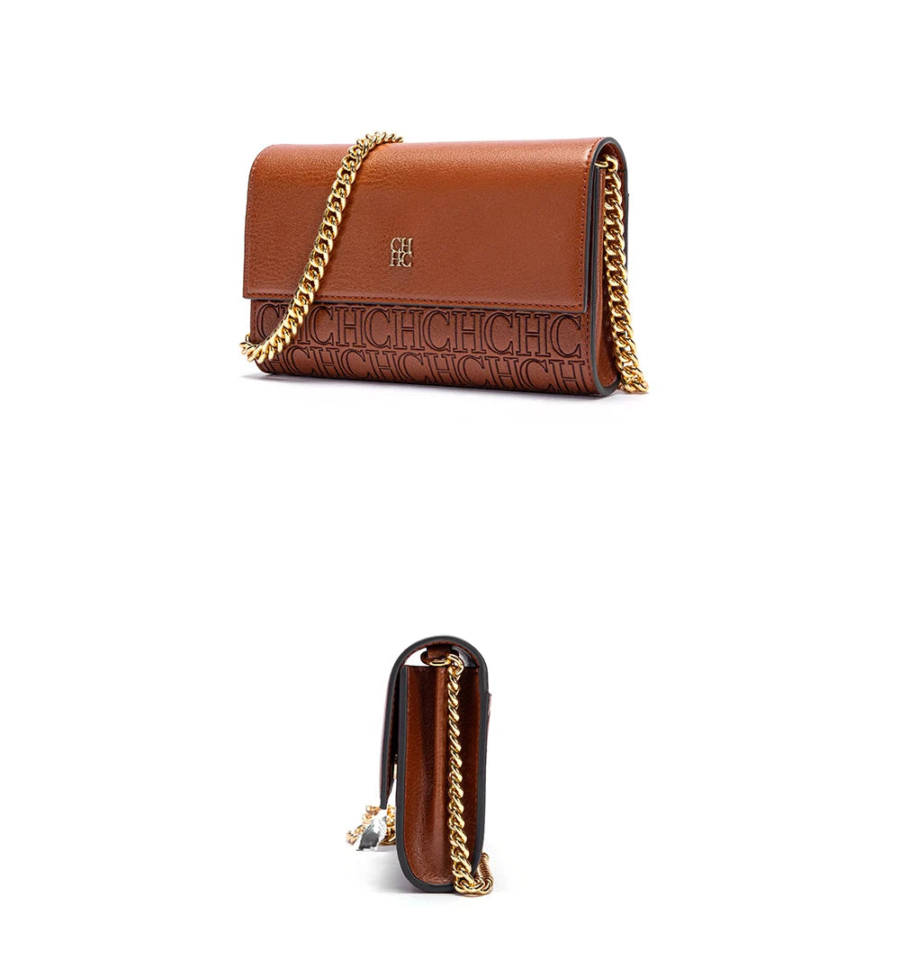 CHCH Women's Shoulder Bag New Magnetic Flip Chain Bag Brown Small Square Bag Wallet RELUX.STORE