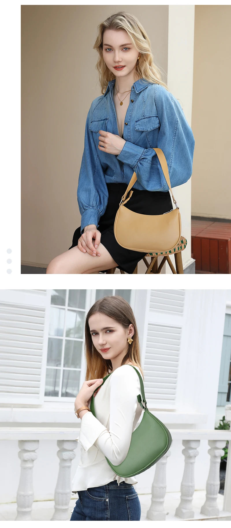 TINYAT Female Moon Bag Leather Shoulder Messenger Bag for Women Hand Bag Luxury Design Lightweight Party Ready Daily Use
