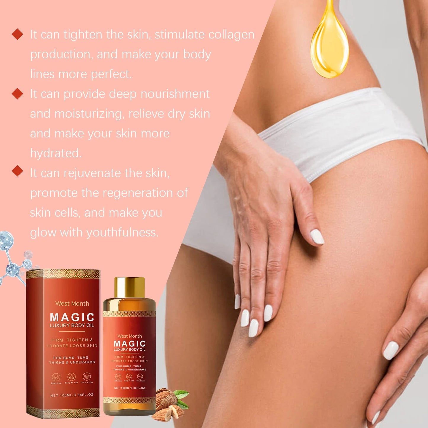 Body Firming Oil Deep Moisturizing Dry Skin Improve Sagging Skin Tightening Chest Thighs Nourishing Magic Luxury Body Care 100ml RELUX.STORE