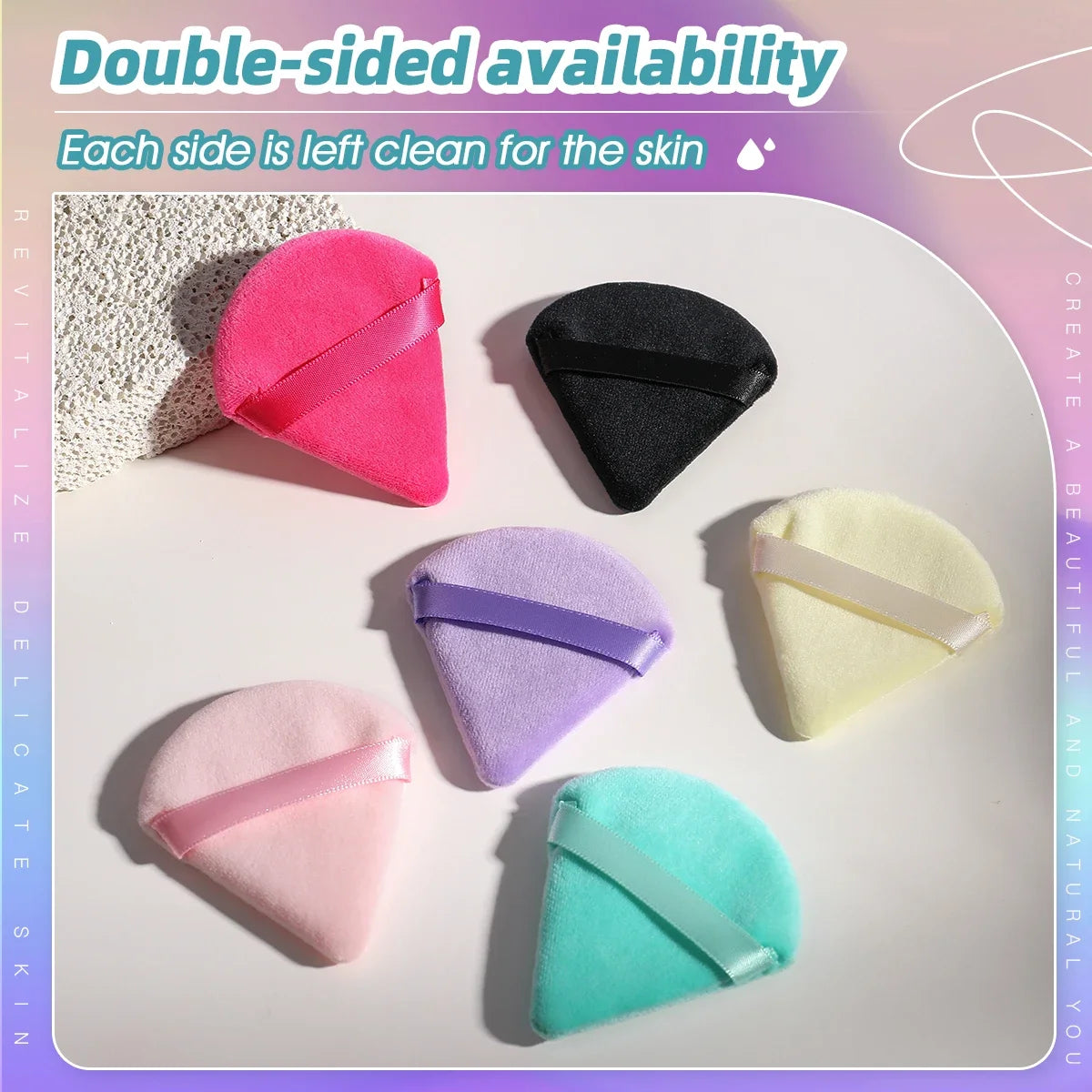 10/20Pcs Triangle Velvet Powder Puff Pizza Flours Mini Face Makeup Sponge Cosmetics Washable Lightweight Makeup Tool RELUX.STORE