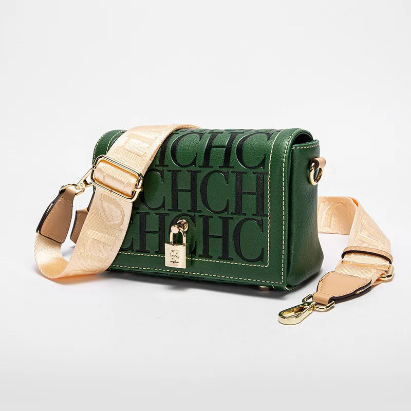 Fashion Design Model Metal Accessories Buckle Women's Shoulder Bag Luxury Brand 2025 Fashion Solid Colour Printed Head Bag RELUX.STORE