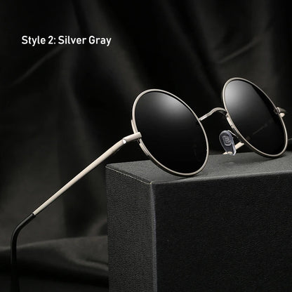Retro Vintage Round Polarized Sunglasses Men Brand Designer Sun Glasses Women Alloy Metal Frame Black Lens Eyewear Driving UV400 RELUX.STORE