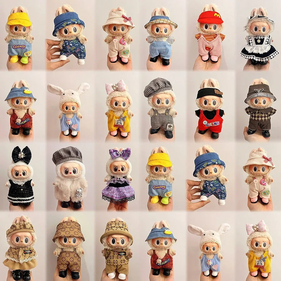 Labubu Clothing Popular New Products Fashion Velcro 17cm Doll Cute Dress Casual Set Skirt Plush Toy Clothing