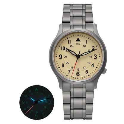 BERNY Titanium Watches for Men Classic Mens Field Pilot Watch Easy Read Outdoor Quartz Wristwatch Super Luminous Sapphire 5ATM