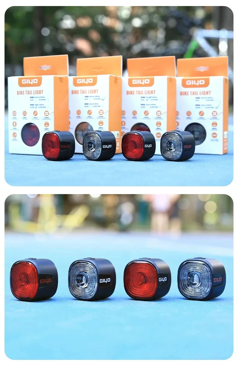 GlYO Auto Brake Sensing Bicycle Tail Light -USBRechargeable, lP66 Waterproof LED WarningLight for MTB & Road Bike Night Safety