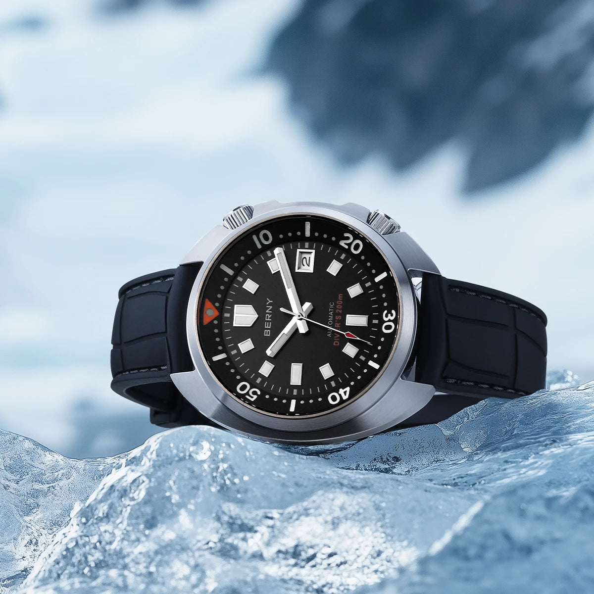 BERNY Automatic Diver Watch for Men Super Luminous Wristwatch Sapphire Sport Mechanical 20ATM 1970 Compressor Diving Men Watches