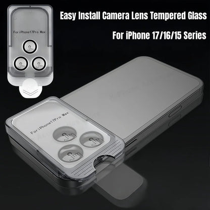 Easy Install Camera Tempered Glass For iPhone 17 Pro Max 17 Air 16 15 Dust Free Lens Protector For iPhone 16 17Pro Max Lens Cap RELUX.STORE