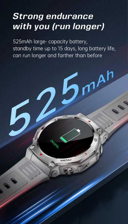 T-Rex 3 GPS Smart Watch 5ATM Waterproof 1.43 inch AMOLED HD Screen BT Call Flashlight Military Sport Smartwatches Men 2025 New