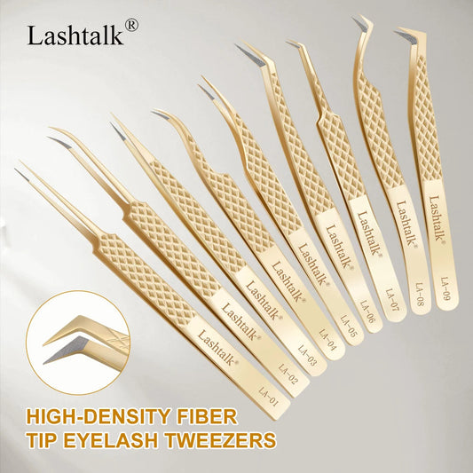 Lashtalk Precision Fiber Tip Tweezer Eyelash Extensions Diamond Grip Anti-Slip Premium Gold Stainless Steel Makeup From Nagaraku RELUX.STORE