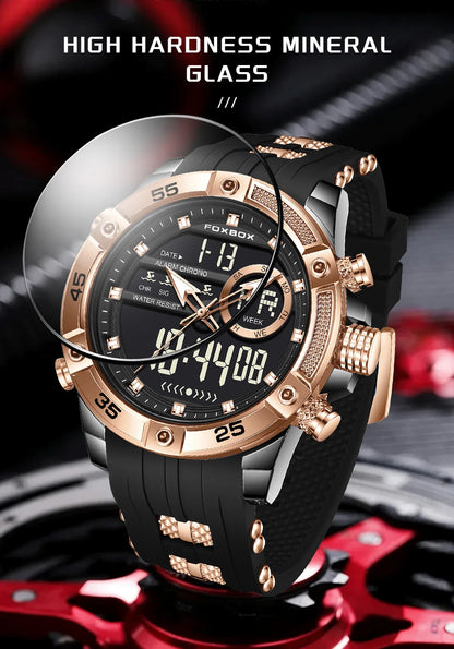 New Original FOXOBOX Brand Luxury Men Watch Military Analog Digital Watches For Men Fashion Sport Waterproof Quartz Chronograph