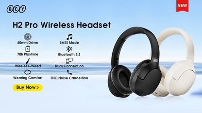 QCY H2 H2 Pro Wireless Headphones Bluetooth 5.3 BASS Mode Hifi Stereo Headset Over the Ear Gaming Earphones Dual Device Connect
