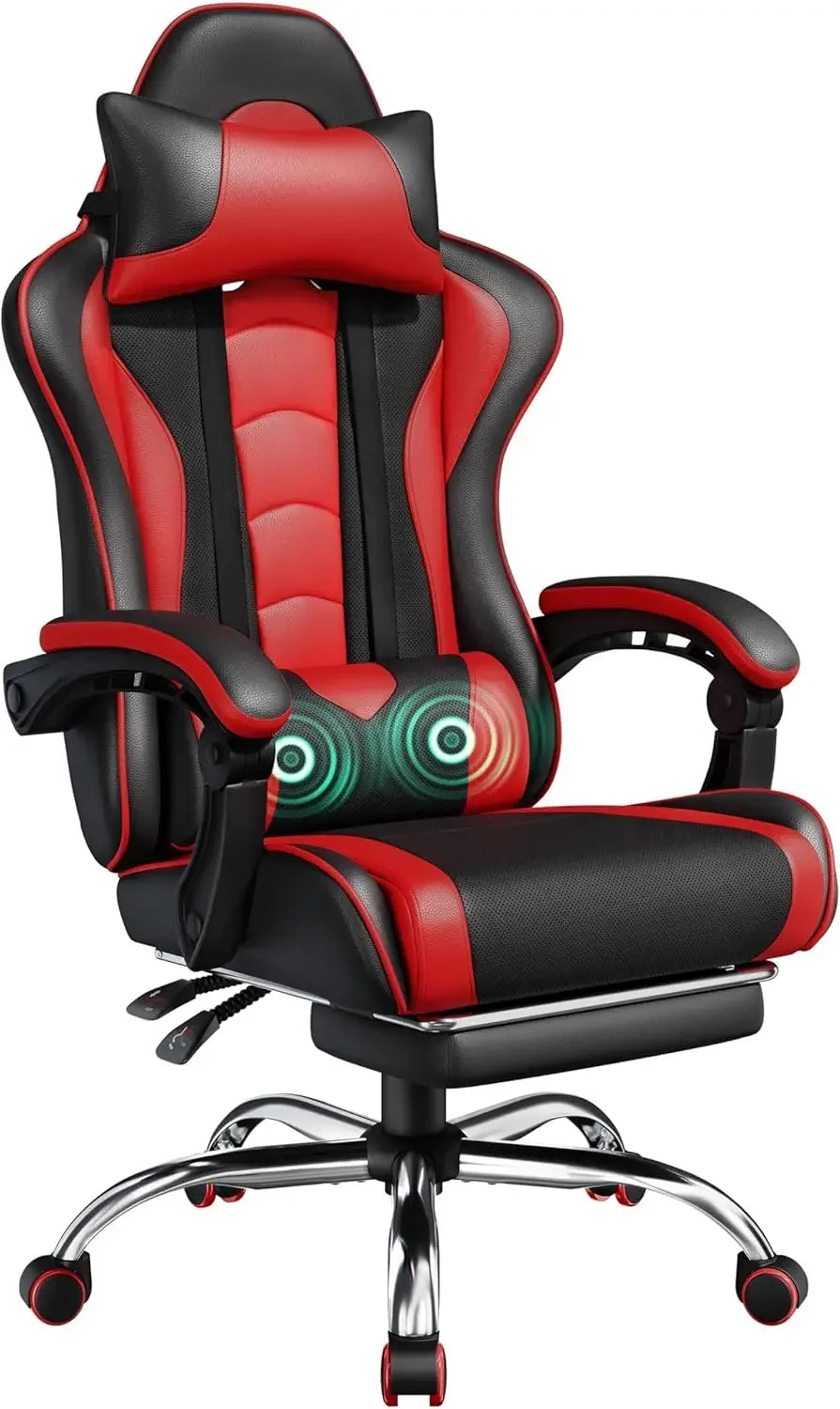 Gaming Chair, Video Game Chair with Massage Lumbar Support and Footrest Height Adjustable Ergonomic Computer Gaming Chair