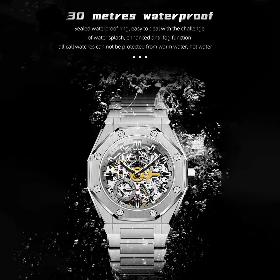 OLEVS Men's Watch Top Brand Luxury Hollowing Automatic Mechanical Watch Waterproof Luminous Watch for Men Gift Clock