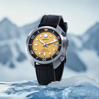 BERNY Automatic Diver Watch for Men Super Luminous Wristwatch Sapphire Sport Mechanical 20ATM 1970 Compressor Diving Men Watches