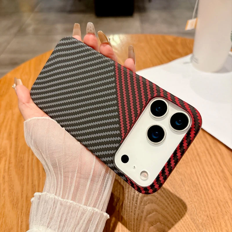For Magsafe Magnetic Wireless Charging Luxury Solid Color Carbon Fiber Phone Case For iPhone 17 Pro Max Air Bumper Back Cover RELUX.STORE