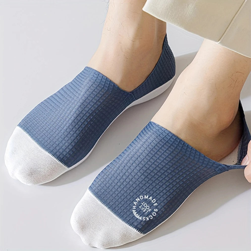 3Pairs Men's Invisible Socks Thin Breathable Comfortable High Quality Waffle Pattern Boat Sock Sweat-absorbing Casual Mesh Sox
