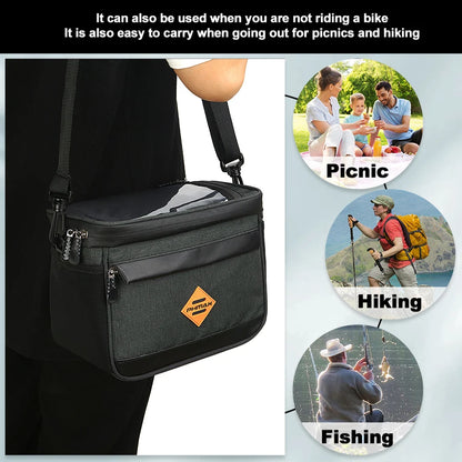 PHMAX Bike Front Bag Portable Bike Mountain Bike Handlebar Bag Multi-Pocket MTB Storage Bag Large Capacity Waterproof Bike Bag