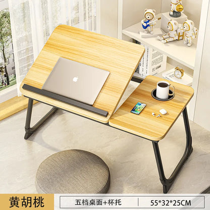 Foldable Bed Desk Adjustable Laptop Table with 5-Level Height Study Tray for Kids & Students Portable Nightstand for Dorm/Home