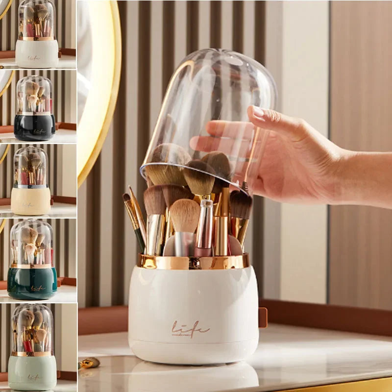 360° Rotating Makeup Organizer Brush Holder Cosmetic Storage Box Pen Case Lipstick Organizer - Clear Plastic Makeup Storage RELUX.STORE