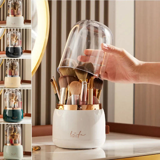360° Rotating Makeup Organizer Brush Holder Cosmetic Storage Box Pen Case Lipstick Organizer - Clear Plastic Makeup Storage RELUX.STORE