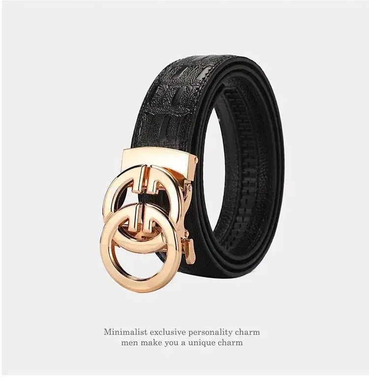 High Quality Genuine Leather Belt For Men's Luxury Automatic Metal Alloy Buckle Men's Waist Belt RELUX.STORE