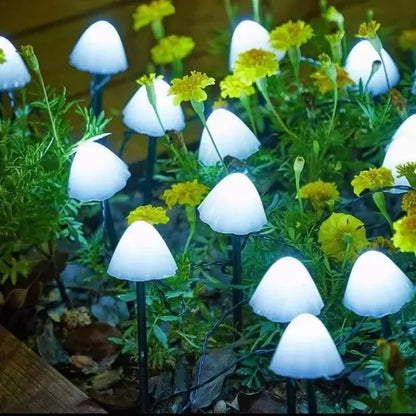 10 LED Solar Mushroom Lights Outdoor Waterproof Decorative Street Lights for Lawn Garden Patio Christmas Holiday Decoration