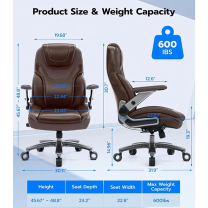 Big and Tall Office Chair with 5D Adjustable Arms, 600lbs Ergonomic Executive Office Chair with Adjustable Lumbar Support, Fabri