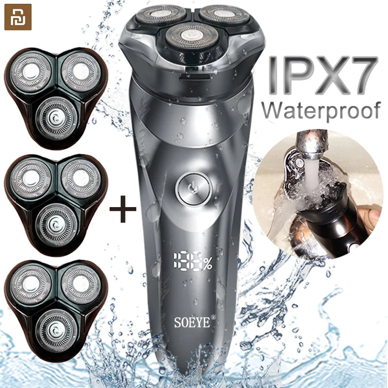 Electric Shaver for Men'S Electric Shaver Smart Razor for Beard Timmer IPX7 Waterproof Wet and Dry Shaving Machine Men Shaver