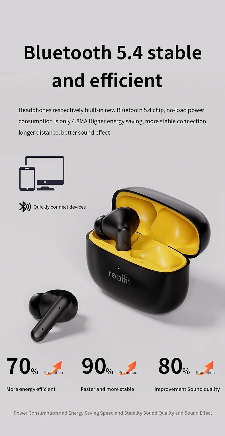 Realfit F3 ANC Active Noice Cancellation Bluetooth Earphones ENC Call HIFI Stereo Superb Bass Wireless Earbuds Sport Gaming RELUX.STORE