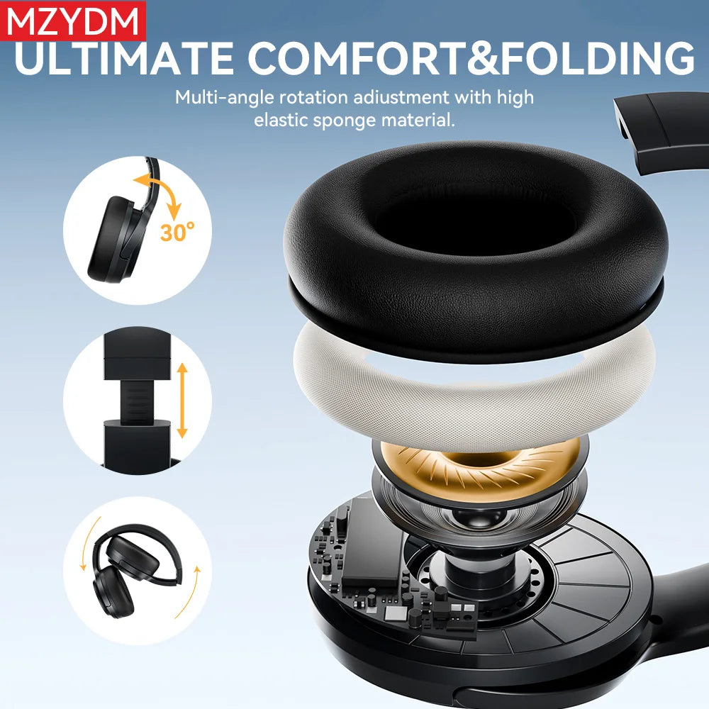 MZYDM DJ16 Foldable Wireless Headphones, Bluetooth Stereo Earphones Super Bass With Mic Noise Cancelling Headset For Iphone PC