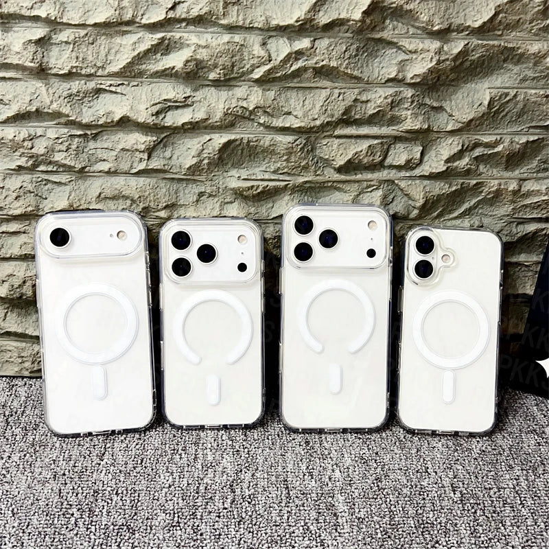 Original For Magsafe Magnetic Wireless Charging Case For iPhone 17 Air 16 15 14 13 12 11 Pro Max 17 Plus Mini Clear Back Cover RELUX.STORE