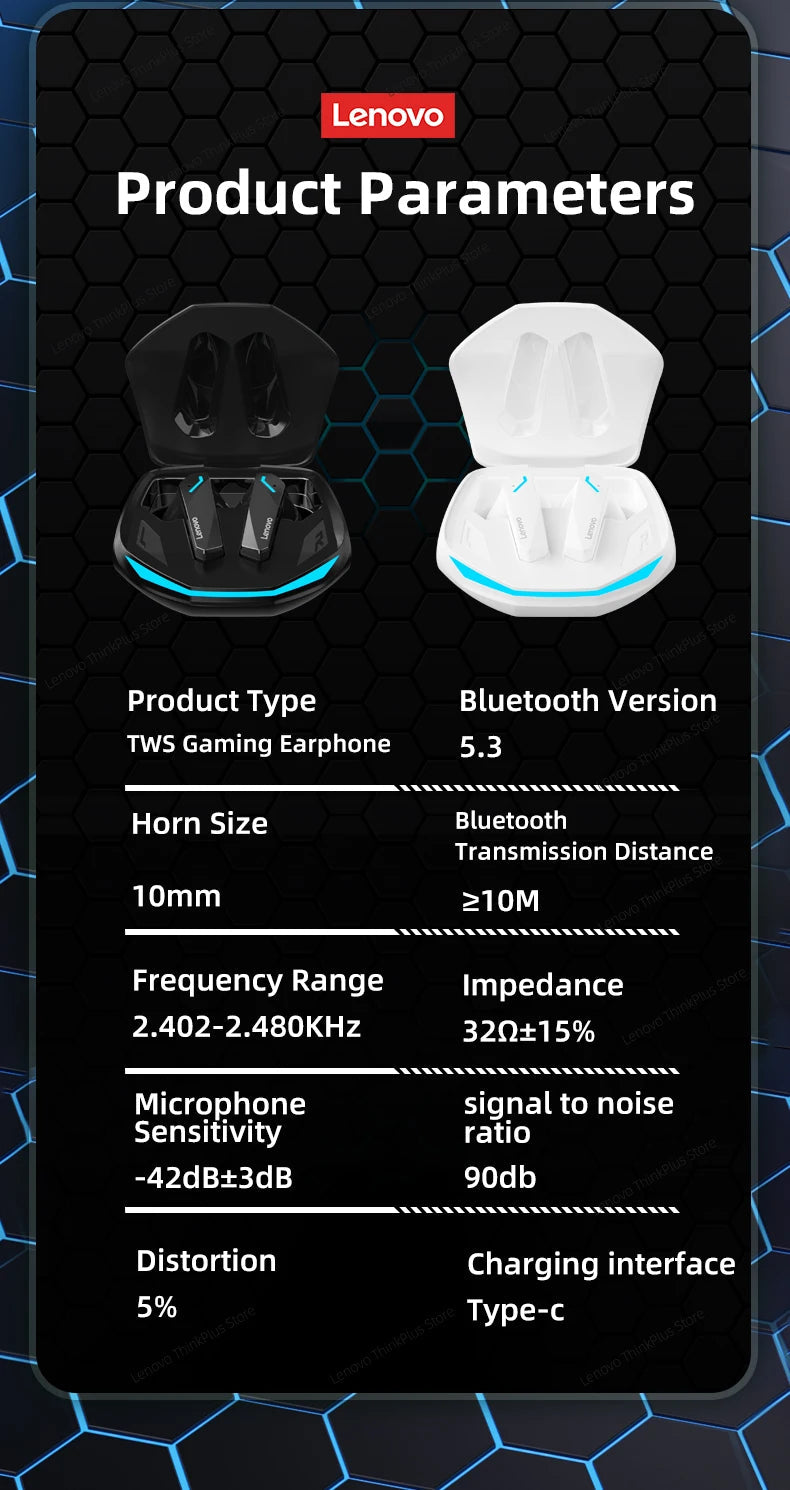 Choice Lenovo GM2 Pro 5.3 Earphone Bluetooth Wireless Earbuds Low Latency Headphones HD Call Dual Mode Gaming Headset With Mic RELUX.STORE