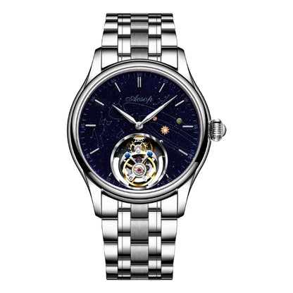 AESOP Mens Luxury Real Flying Tourbillon Mechanical Sapphire Waterproof Watch Skeleton Watches for Men Wristwatches Male 2025 A