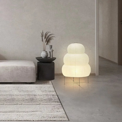 Japanese Design Akari Noguchi Yong Table Lamp White Rice Paper Decorative Desk Lights for Bedroom Living/Dining Room Study Loft