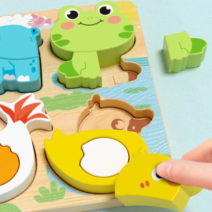 4-in-1 Wooden Toys 3D Wood Puzzle Cartoon Animals Cognitive Jigsaw Puzzle Early Learning Educational Toys For Children Gift RELUX.STORE