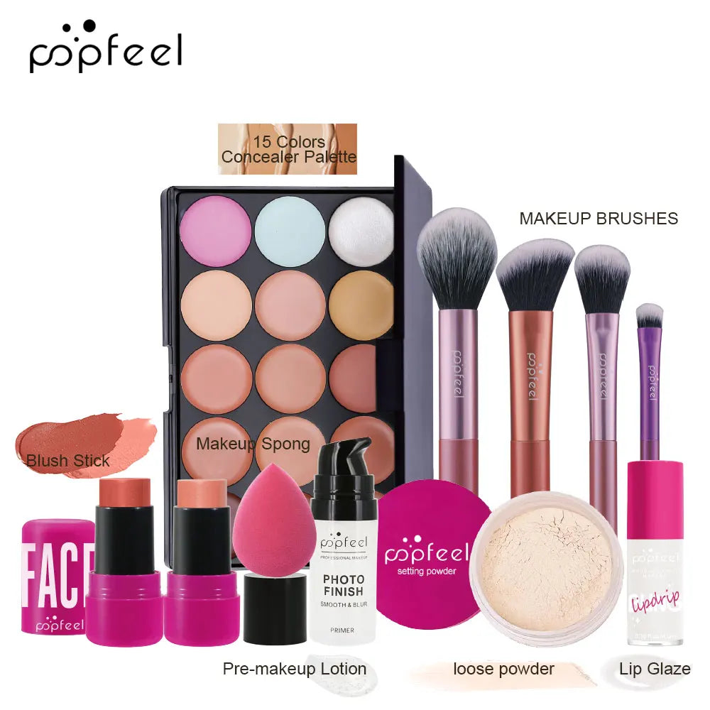 POPFEEL All In One Makeup Kit Eyeshadow Powder Lipgloss Lipoil,Valentine's Day Gift for Girls Women RELUX.STORE