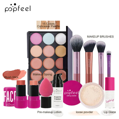 POPFEEL All In One Makeup Kit Eyeshadow Powder Lipgloss Lipoil,Valentine's Day Gift for Girls Women RELUX.STORE