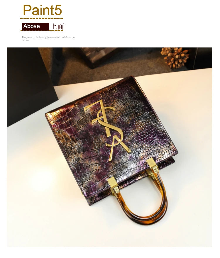 2025 New Arrival All-match Crocodile Pattern Atmospheric Middle-aged Women's Bag Large Capacity Portable Tote Bag Handbags RELUX.STORE