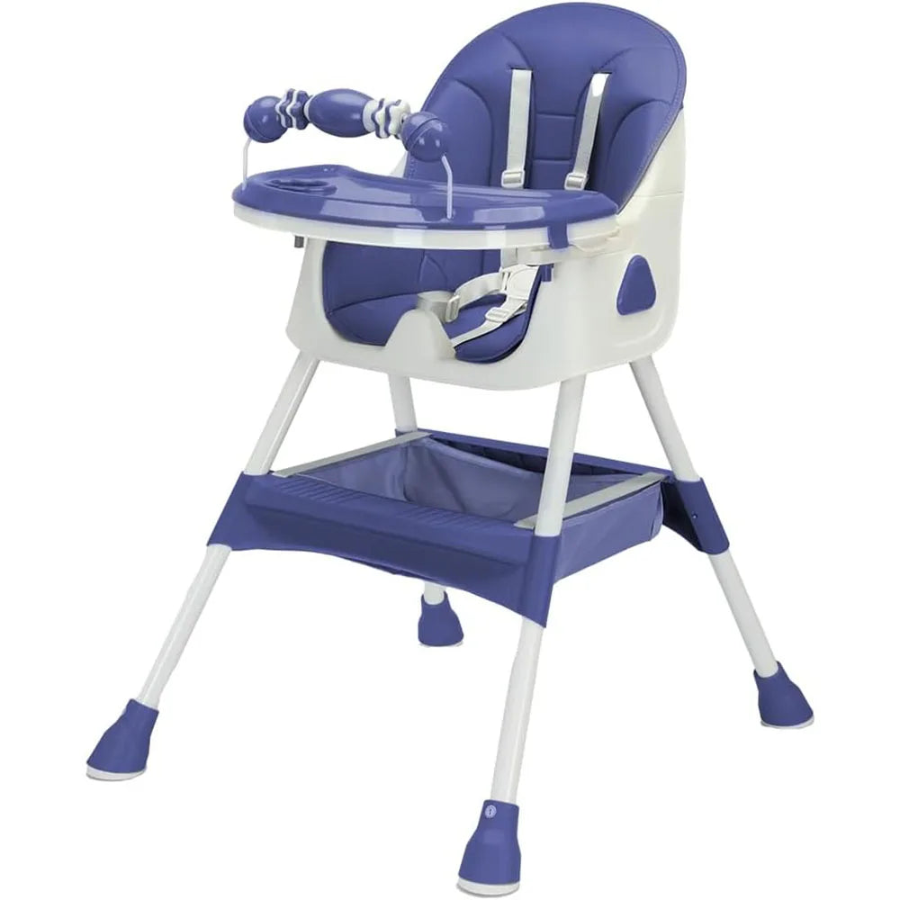 Foldable Baby High Chair 6 Months Plus, with Large Antislip Pad & ToyRack, Easy to Clean Feeding , E500