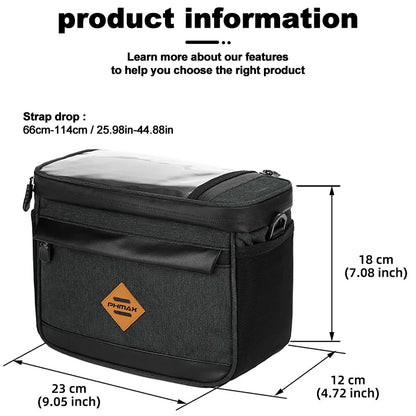 PHMAX Bike Front Bag Portable Bike Mountain Bike Handlebar Bag Multi-Pocket MTB Storage Bag Large Capacity Waterproof Bike Bag