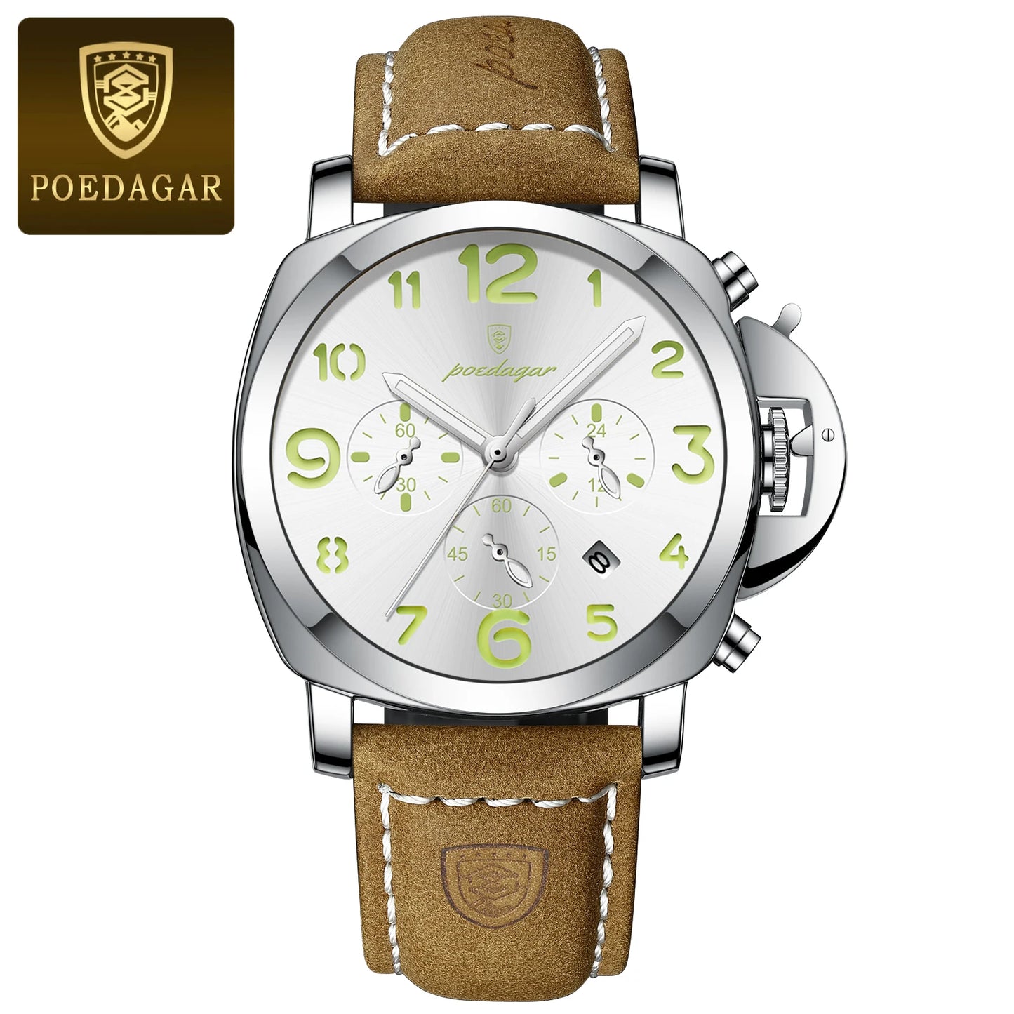 POEDAGAR Top Luxury Fashion Watch For Men Waterproof Luminous Chronograph Man Watch Leather Military Men's Quartz Watches Reloj