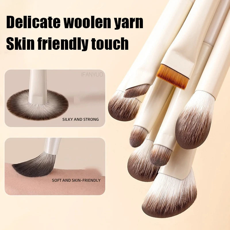 5/6/8/10pcs Natural Eye Makeup Brushes Set Detail Eyeshadow Brush Makeup Brush White Ultra Soft Eyeshadow Eyeliner Makeup Tool RELUX.STORE