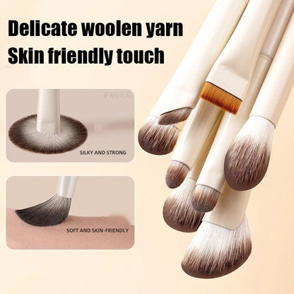 5/6/8/10pcs Natural Eye Makeup Brushes Set Detail Eyeshadow Brush Makeup Brush White Ultra Soft Eyeshadow Eyeliner Makeup Tool RELUX.STORE