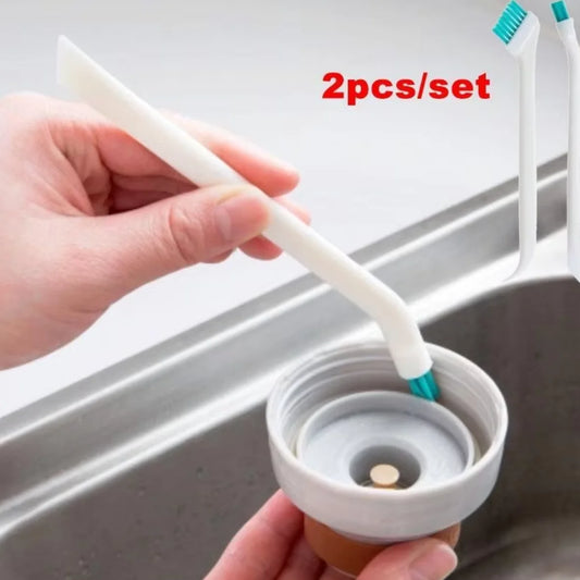 2 Pcs/Set Cleaning Narrow Brush Long Handle Portable Gap Baby Bottle Gap Cleaning Brush Household Kitchen Tool Small Brush