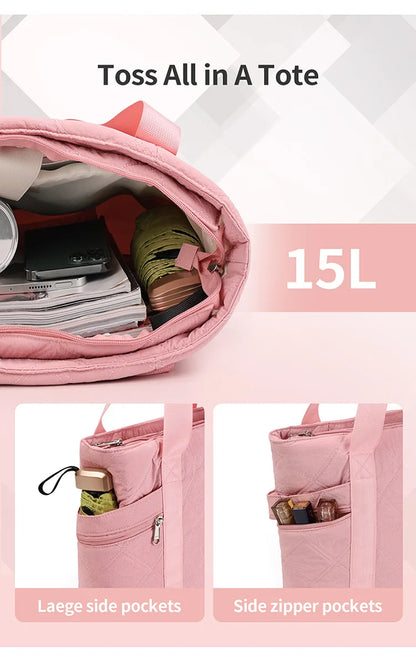 Ladies' Handbag, Cotton Plaid Tote Bag, Quilted and Filled Yoga Fitness Bag, Travel Commuter Shoulder Bag