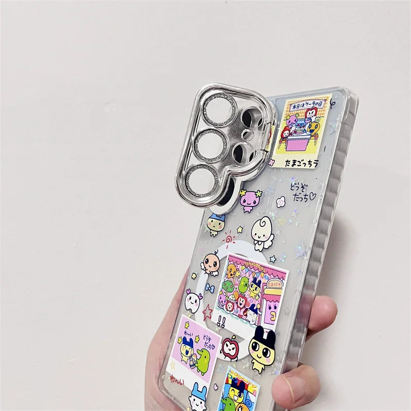 Kawaii Angel Baby Animal Phone Case For Samsung Galaxy S25 Ultra 24 Plus S23 S25 Edge Cover with Stand Chain Cute Magnetic Cases