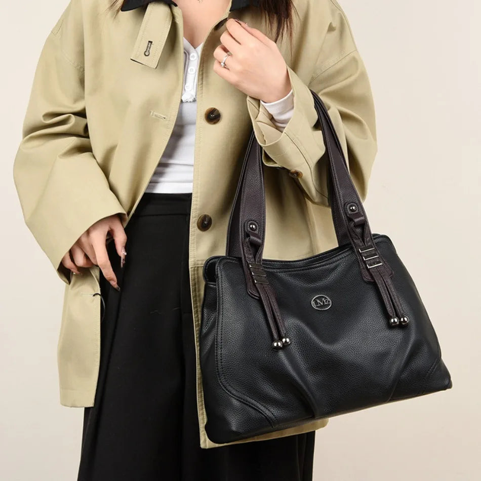 High Quality Soft Leather Handbags for Women Vintage Shoulder Tote Bag Luxury Designer Ladies Large Capacity Top-Handle Bags Sac RELUX.STORE
