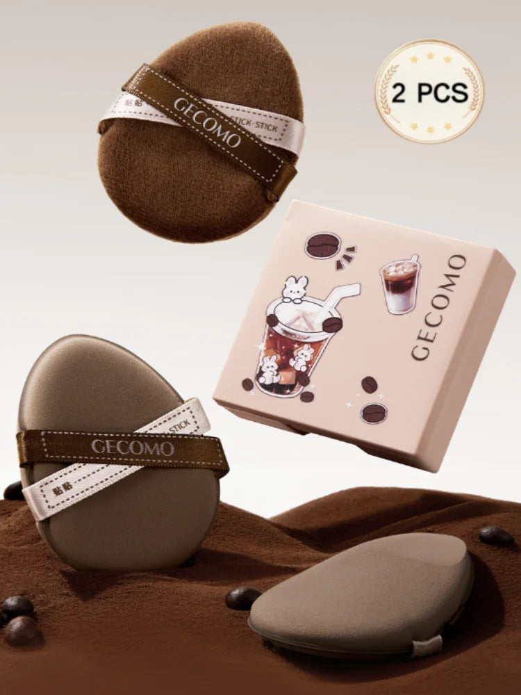 GECOMO Two-pack Powder Puff Set Box with Mirror, Wet And Dry Dual Use, Super Soft Makeup Sponge And Loose Powder Air Cushion RELUX.STORE