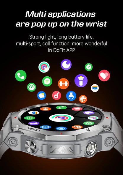 T-Rex 3 GPS Smart Watch 5ATM Waterproof 1.43 inch AMOLED HD Screen BT Call Flashlight Military Sport Smartwatches Men 2025 New