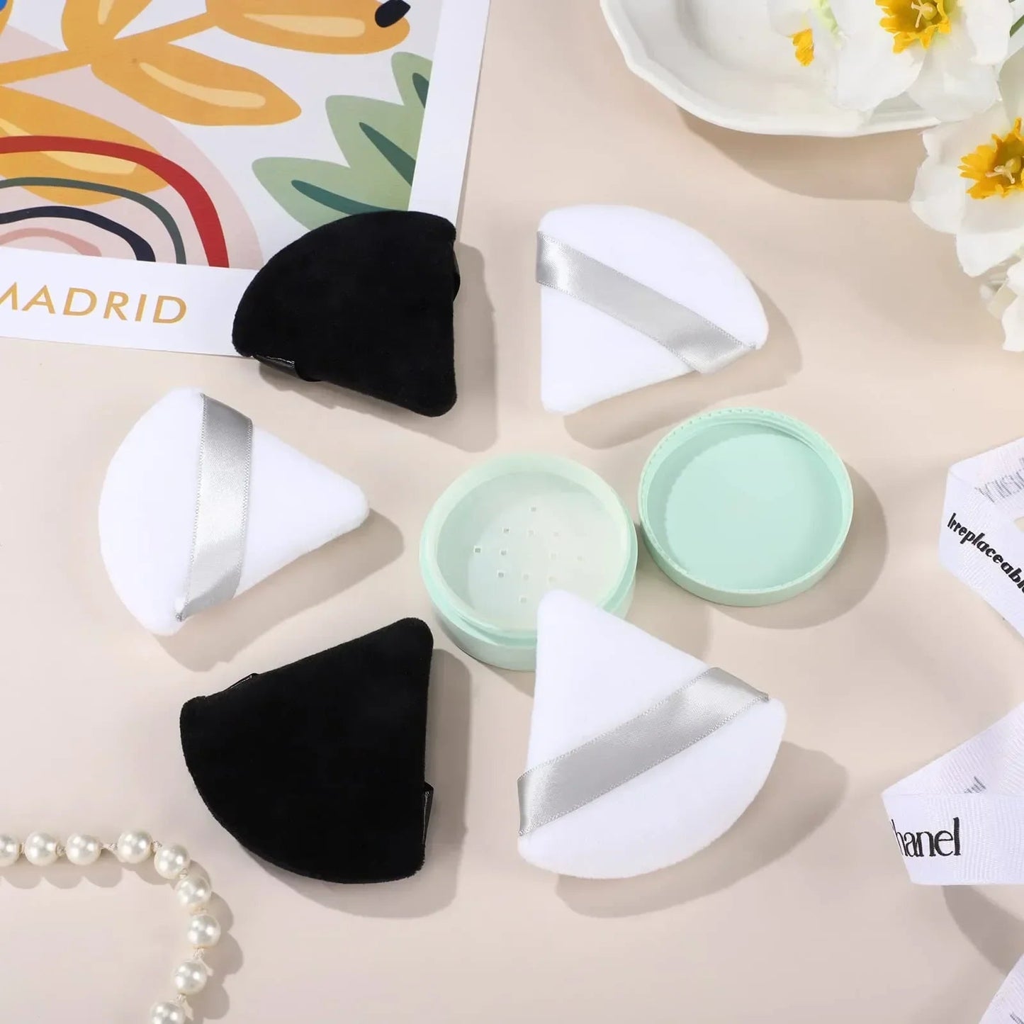 10/20Pcs Triangle Velvet Powder Puff Pizza Flours Mini Face Makeup Sponge Cosmetics Washable Lightweight Makeup Tool RELUX.STORE